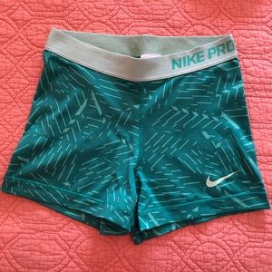 Green Nike Pro Compression Shorts
